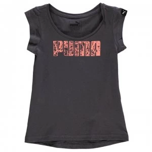 image of Puma Logo T Shirt Infant Girls - Dk Grey/Pink