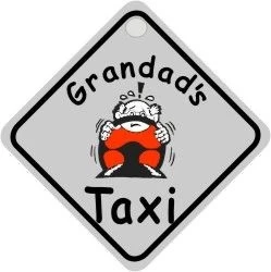 image of Suction Cup Diamond Window Sign - Grey - Grandad's Taxi - CASTLE PROMOTIONS DH12