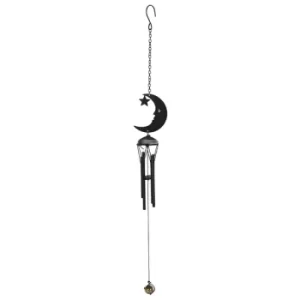 image of Black Crescent Moon Cutout Windchime