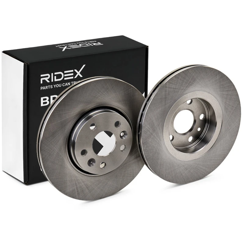 Image of RIDEX 82B0835 Brake disc Front Axle, Vented, Cast Iron, Uncoated, Untreated, without bolts/screws Cast Iron Brake Disc (82)