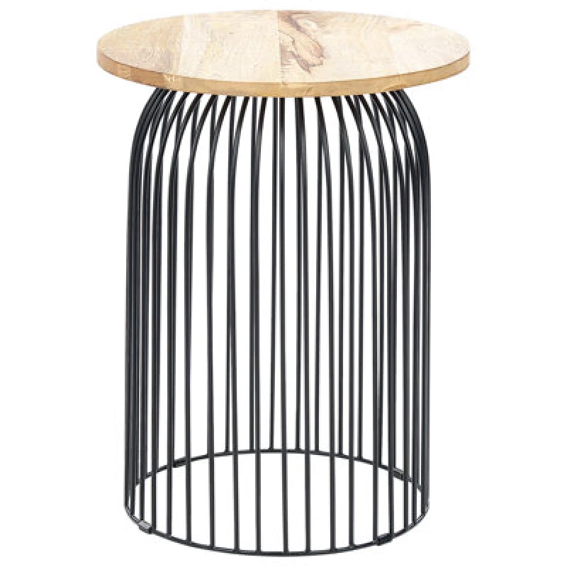 Image of Beliani Side Table Wills Mango Wood Brown/ Black