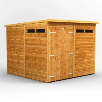 Image of 8x8 Power Apex Security Shed Double Doors - Brown