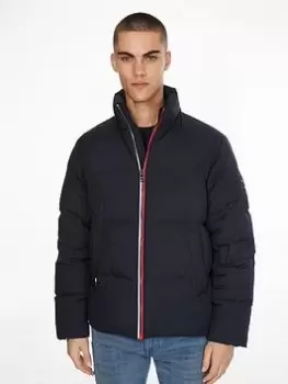 image of Tommy Hilfiger Down Stand Up Collar Padded Jacket - Desert Sky Navy , Desert Sky Navy, Size L, Men