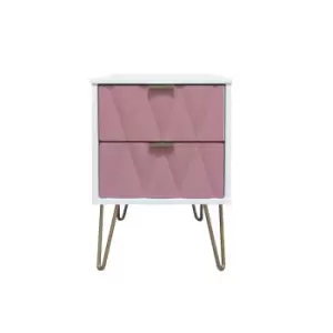 image of Ice 2 Drawer Bedside Table - Pink