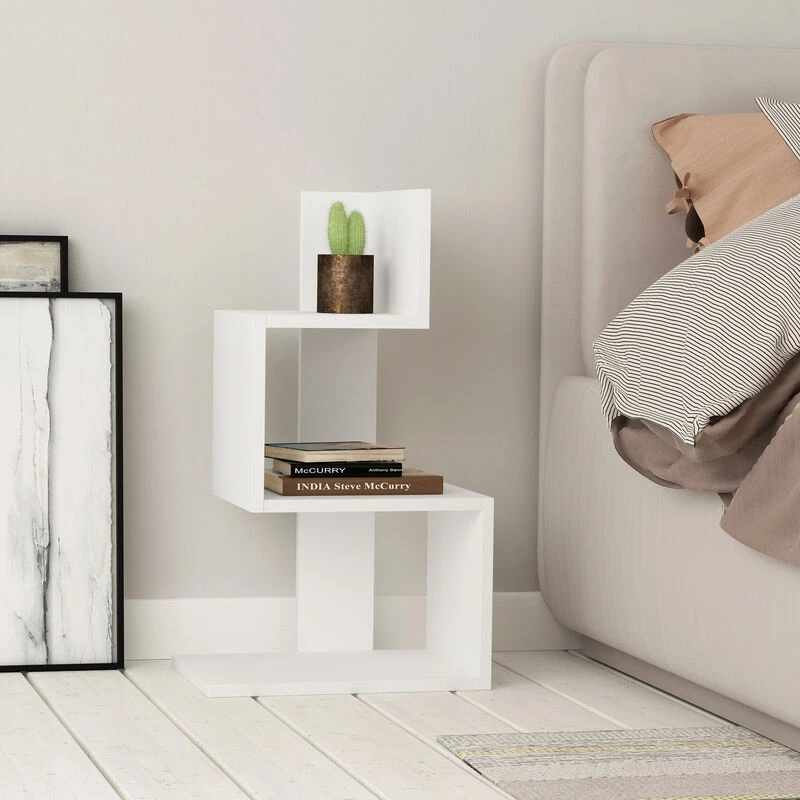 Image of DECORTIE Decortie - Rosie Modern Side End Table Multipurpose With Creativeness h 72cm - White - White M.SH.16411.2