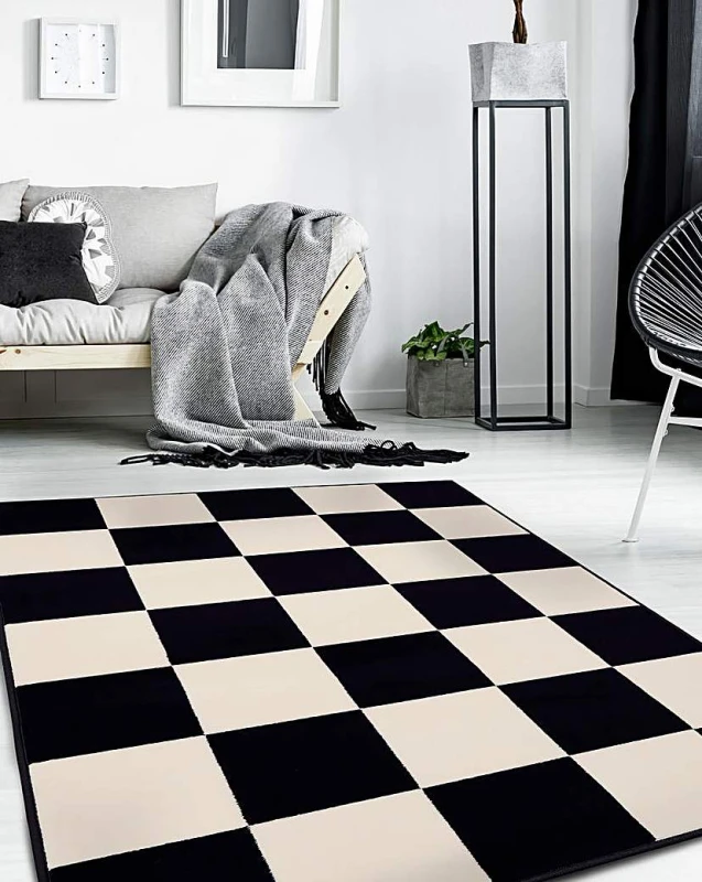 Image of Homemaker Maestro Chequerboard Rug Black - Homemaker - Size: 160X230 Black 160X230 WB73303