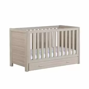 image of Babymore Luno Cot Bed With Drawer - Oak