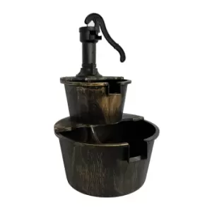 image of 2 Tier Cascading Barrel Garden Water Fountain