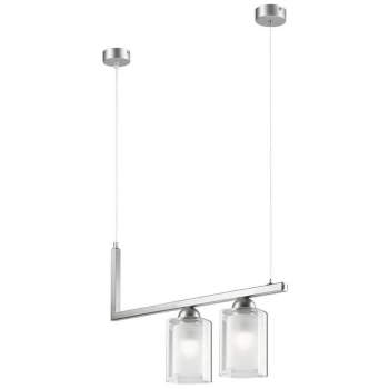 Image of Lamkur Lighting - Petra Bar Pendant Ceiling Light Satin, 2x E27