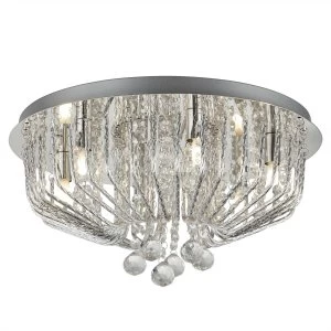 Image of 6 Light Flush Ceiling Light Chrome, Crystal Glass, G9