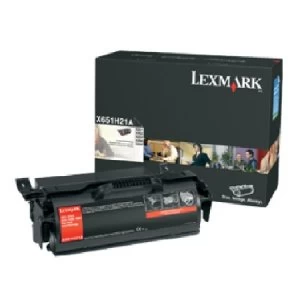 image of Lexmark X651H21E Black Laser Toner Ink Cartridge