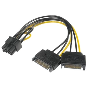 image of Akasa 6 2 Pin PCIe (M) to 2 x SATA Power (M M) Adapter Cable