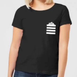 Image of Looney Tunes Taz Stripes Pocket Print Womens T-Shirt - Black