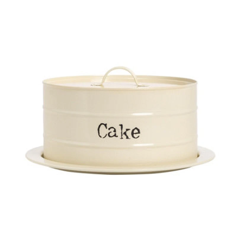 Image of Harbour Housewares Vintage Metal Kitchen Cake Tin Cream Beige