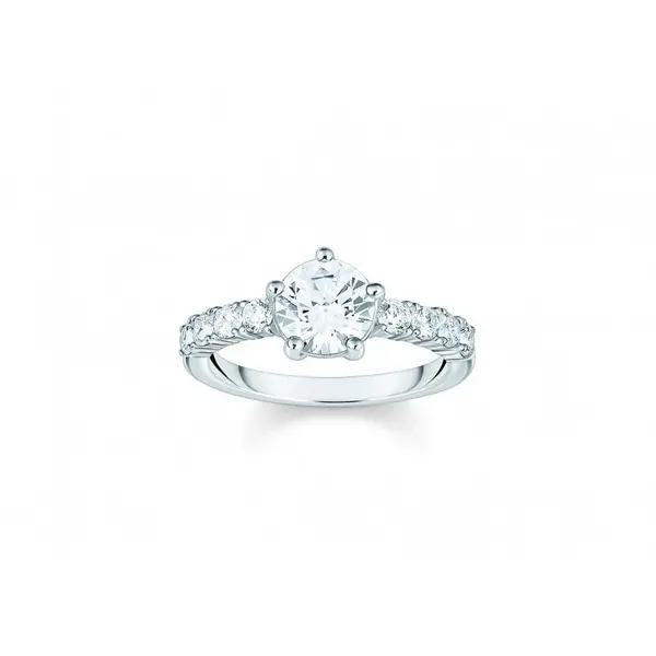 image of Thomas Sabo Sterling Silver Sterling Silver White Zirconia Solitaire R