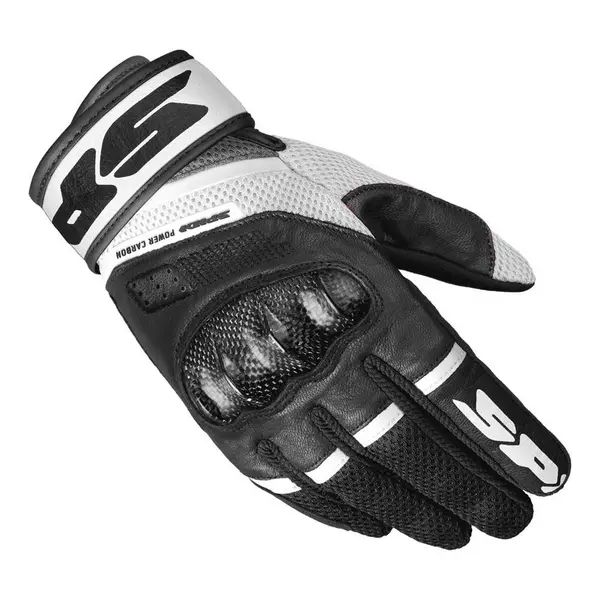 Image of Spidi Power Carbon Gloves Black White Size M