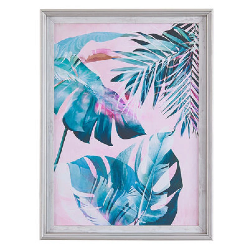 Image of Beliani Framed Wall Print Agena Floral Motif 30 X 40 Cm Blue