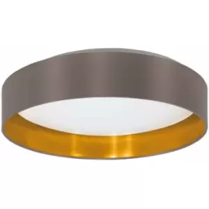 image of Loops - Flush Ceiling Light Colour White Shade Cappuccino Gold Fabric Bulb LED 24W