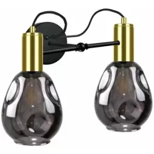 image of Keter Kari Wall Lamp Black, Gold, 25cm, 2x E27