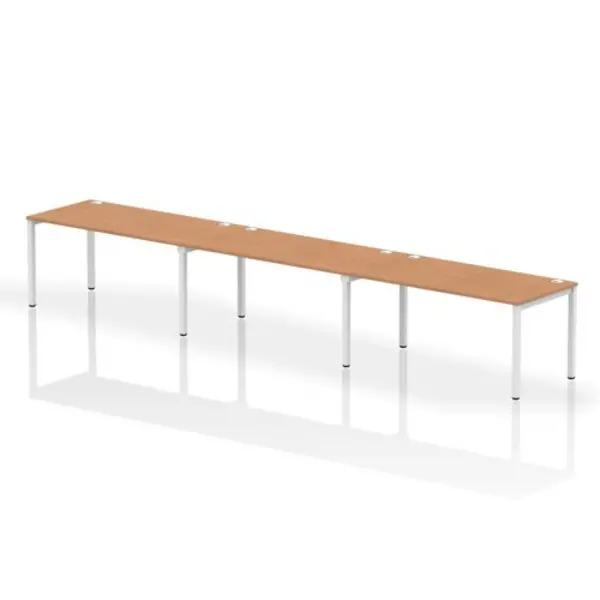 Image of Impulse Bench Single Row 3 Person 1600 White Frame Office Bench Desk Oak