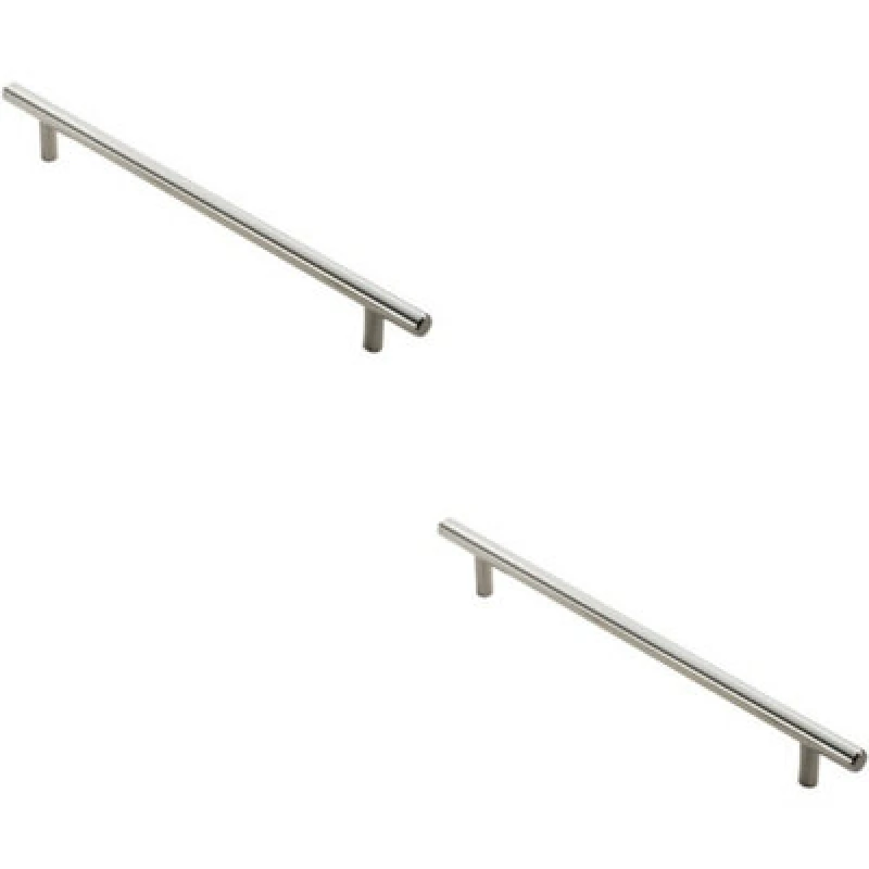 Image of Loops 2x Round T Bar Cabinet Pull Handle 828 x 12mm 768mm Fixing Centres Satin Nickel Metallics unisex
