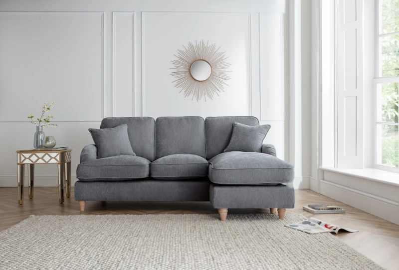Image of The Great Sofa Company Orla Right Hand Chaise Sofa Manhattan Charcoal Charcoal Unisex