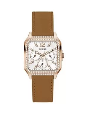 image of Guess Deco Genuine Leather Ladies Watch