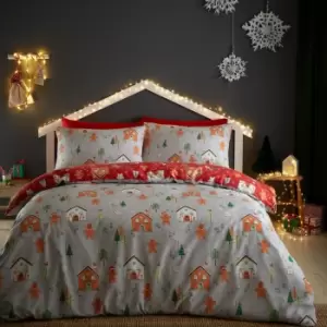 image of Bedlam Gingerbread House Duvet Cover & Pillowcase Set Grey