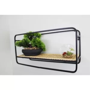 Image of Small Wall Hanging Shelf Unit in Metal Weave Effect