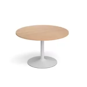 image of Genoa circular dining table with white trumpet base 1200mm - beech