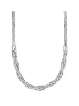 Image of Mood Rhodium Crystal Diamante Twist Tube Necklace