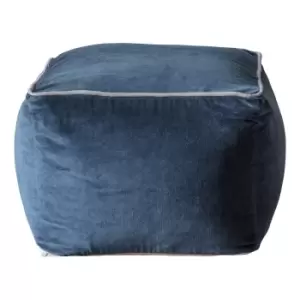 image of Martello Navy Velvet Pouffe Navy Blue