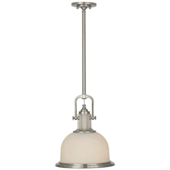 Image of Elstead - Parker Place - 1 Light Dome Ceiling Pendant Brushed Steel, E27