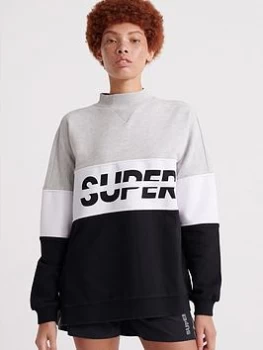 Image of Superdry Sport Pusher Crew Neck Top - Black, Size 10, Women