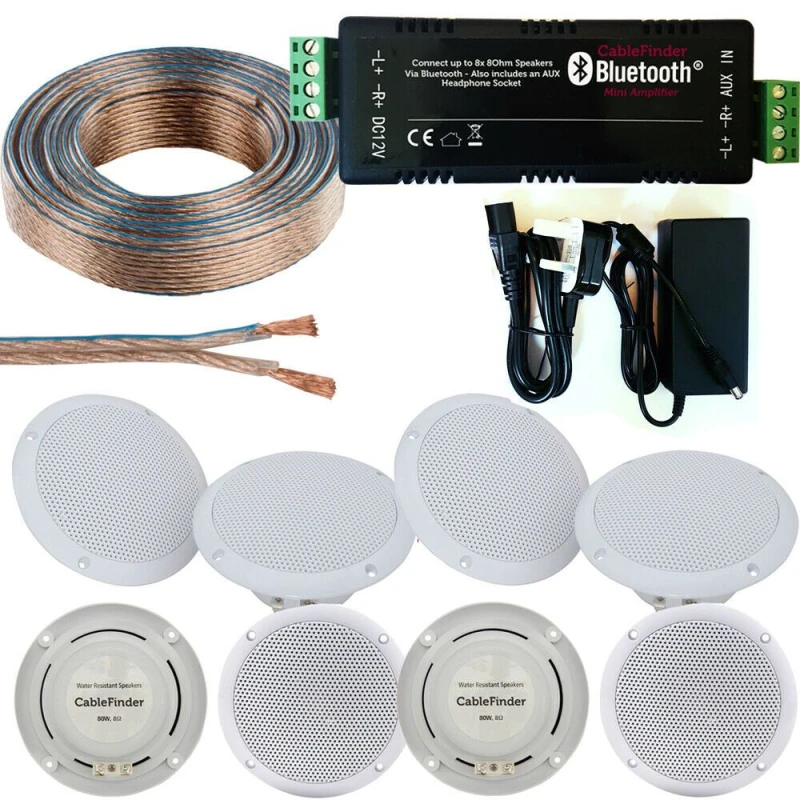 Image of Loops Wireless Bluetooth Amplifier & 8x 80W Ceiling Speaker Kit Home Hi Fi Amp System Multi unisex