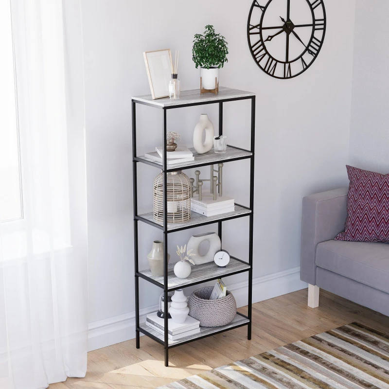 Image of Lassic Vida Designs Brooklyn 5 Tier Bookcase Grey unisex 5 Tier
