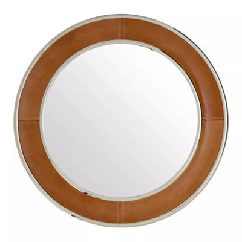 Image of Orsina Churchill Tan Genuine Leather Wall Mirror