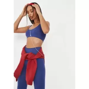 Missguided Rib Scoop Neck Crop Top - Blue