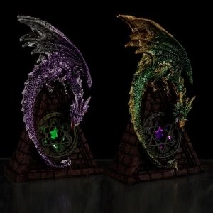 Image of Stained Glass Window LED Dark Legends Dragon Figurine