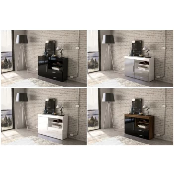 Image of Birlea - Edgeware Living Room Furniture - 1 Door 2 Drawer Sideboard - Black