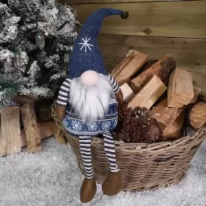 Image of 48cm Tall Christmas Gnome Gonk Nordic Decoration Blue Body Hat Bell Dangly Legs