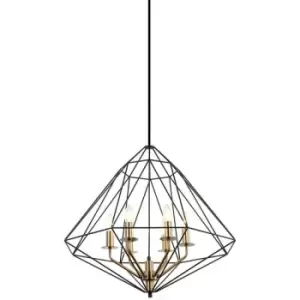 Image of Italux Lighting - Italux Maresmo - Industrial And Retro Hanging Pendant Black, Gold 6 Light with Black Shade, E14 Dimmable