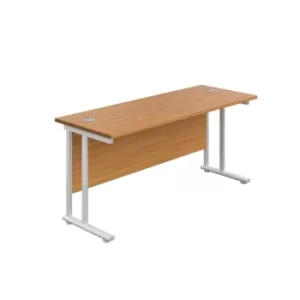 image of 1400 X 600 Twin Upright Rectangular Desk Nova Oak-White