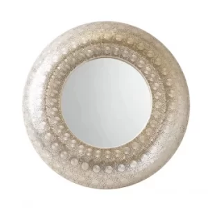 Image of Moroccan Cut Out Filigree Silver Round Mirror 72cm
