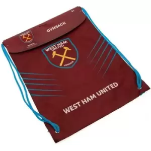 image of West Ham United FC Stripe Drawstring Bag (One Size) (Burgundy/Sky Blue/White)