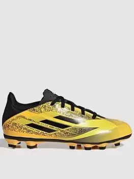 Image of adidas JUNIOR MESSI X SPEED FORM.4 FIRM GROUND FOOTBALL BOOT, Gold, Size 11