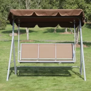 Image of Alfresco Mesh 3 Seater Swing Chair with Canopy, Brown