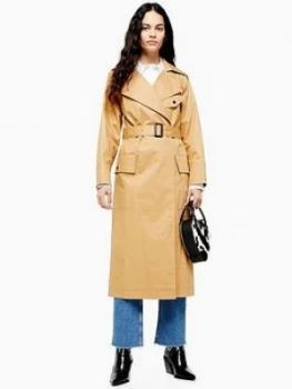 Image of Topshop Belted Trench Coat - Camel, Camel, Size 8, Women