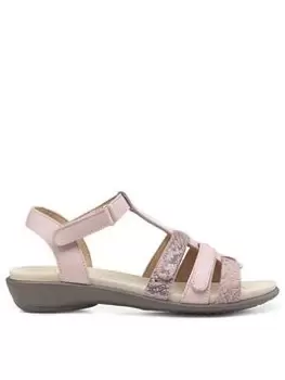 image of Hotter Sol Wide Fitting Strappy Leather Sandal - Blush Snake, Pink, Size 4, Women