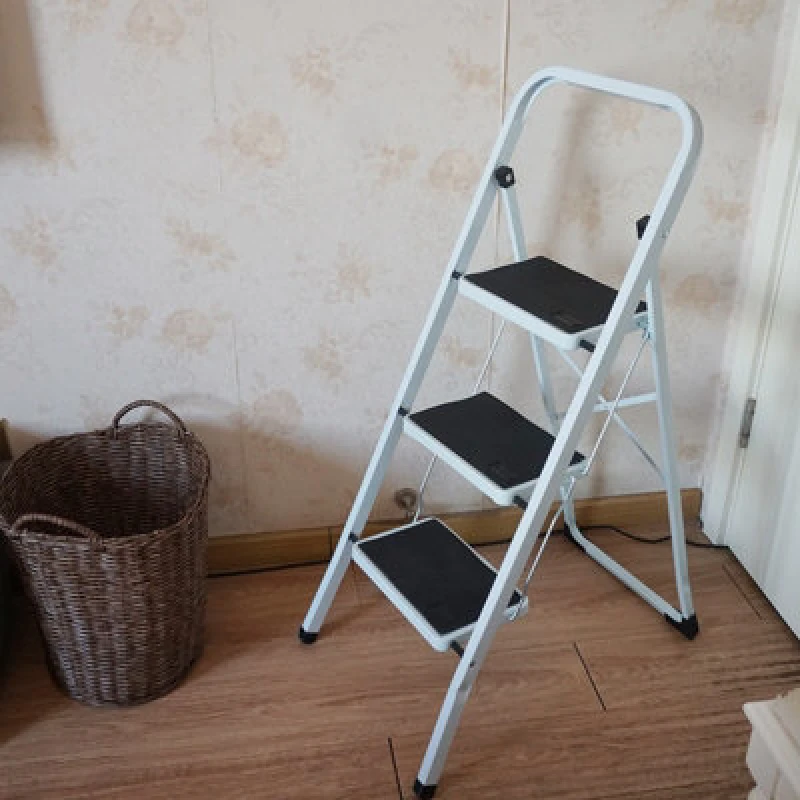 Image of Gr8 Home 3 Step Ladder Folding Stool Non Slip Tread Heavy Duty Steel Foldable Home Diy